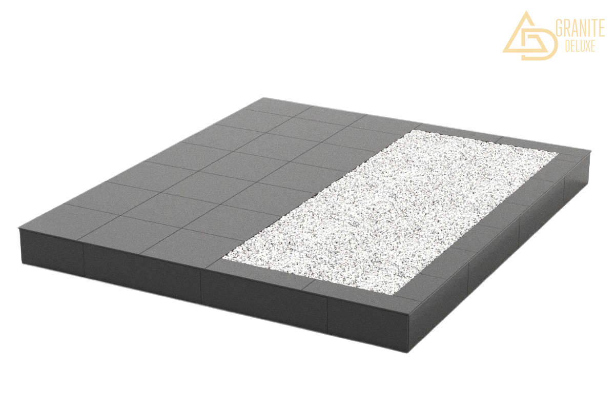 Благоустройство участка, Бессерный блок с керамогранитной плиткой и резервным местом, 758