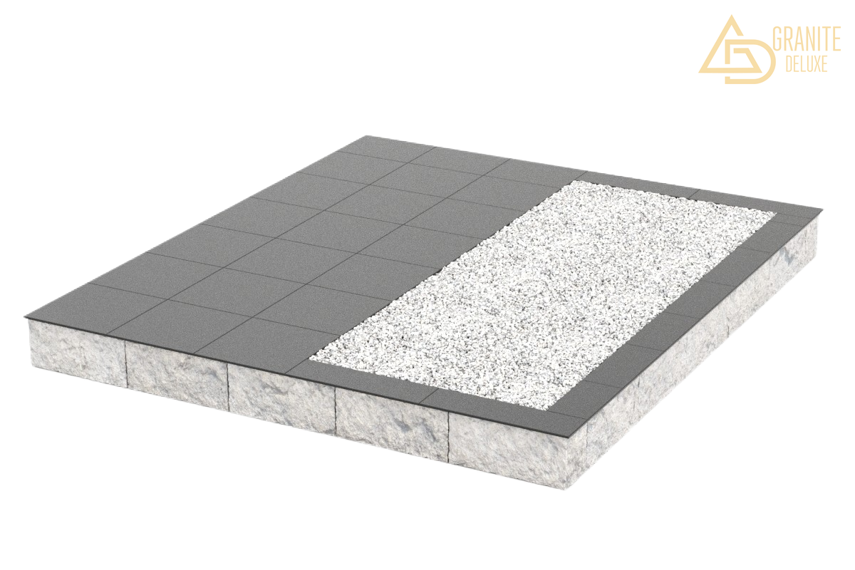 Фундамент «Бессерный блок с керамогранитной плиткой 30х30 с одним резервным местом» , размер 200х230 см., 753