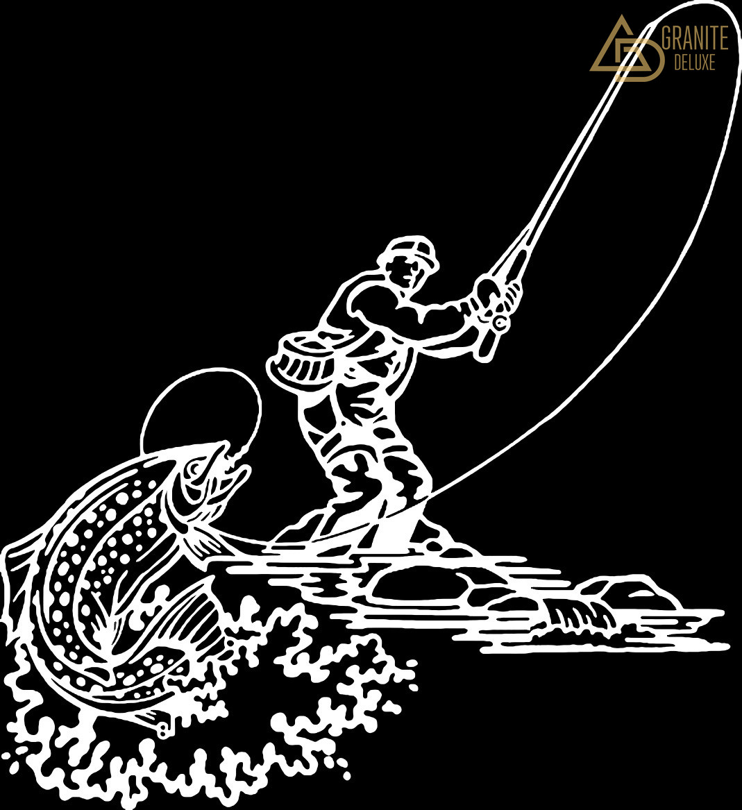 Изображение рыболова для гравировки 817