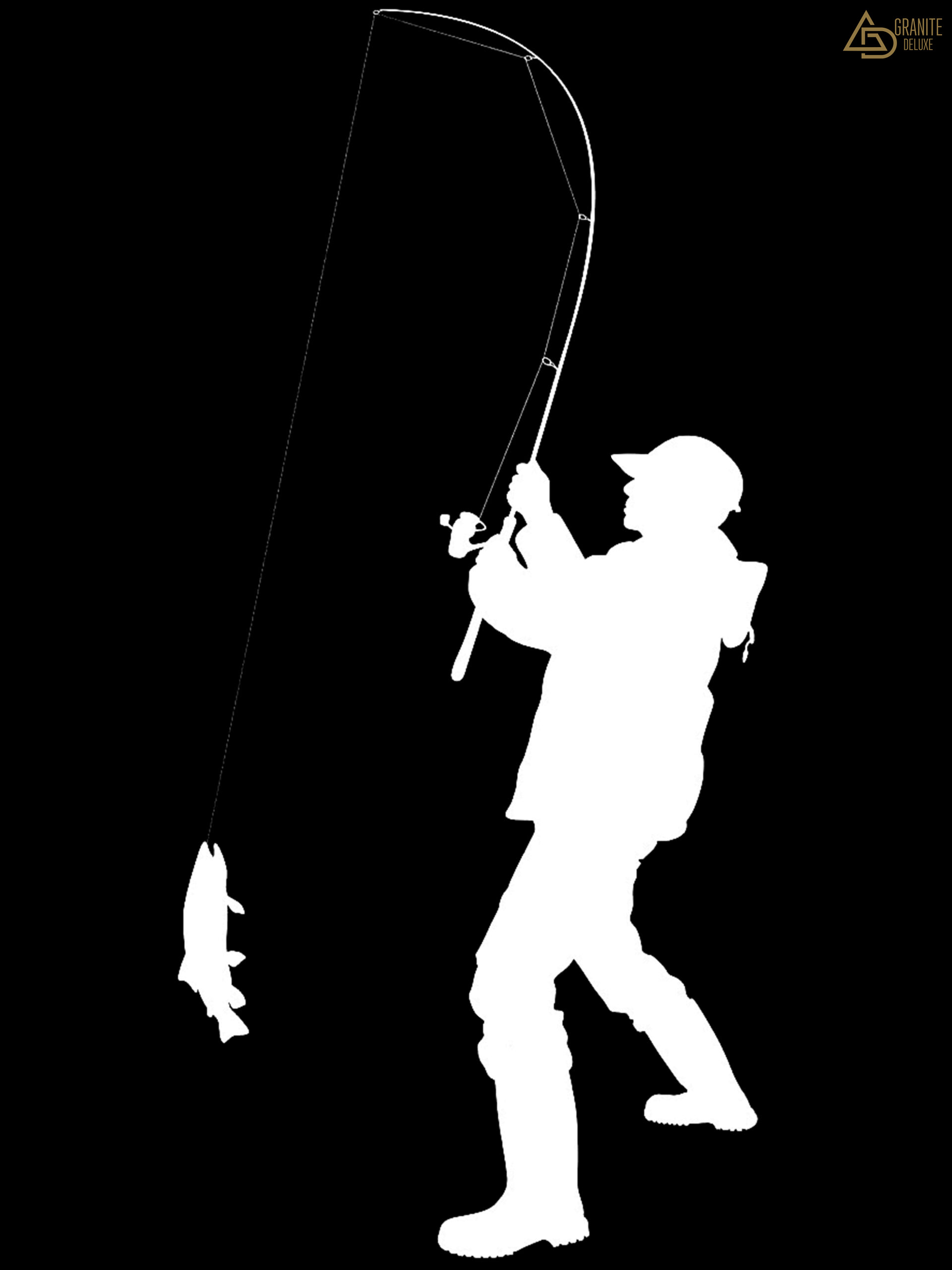 Изображение рыболова для гравировки 814