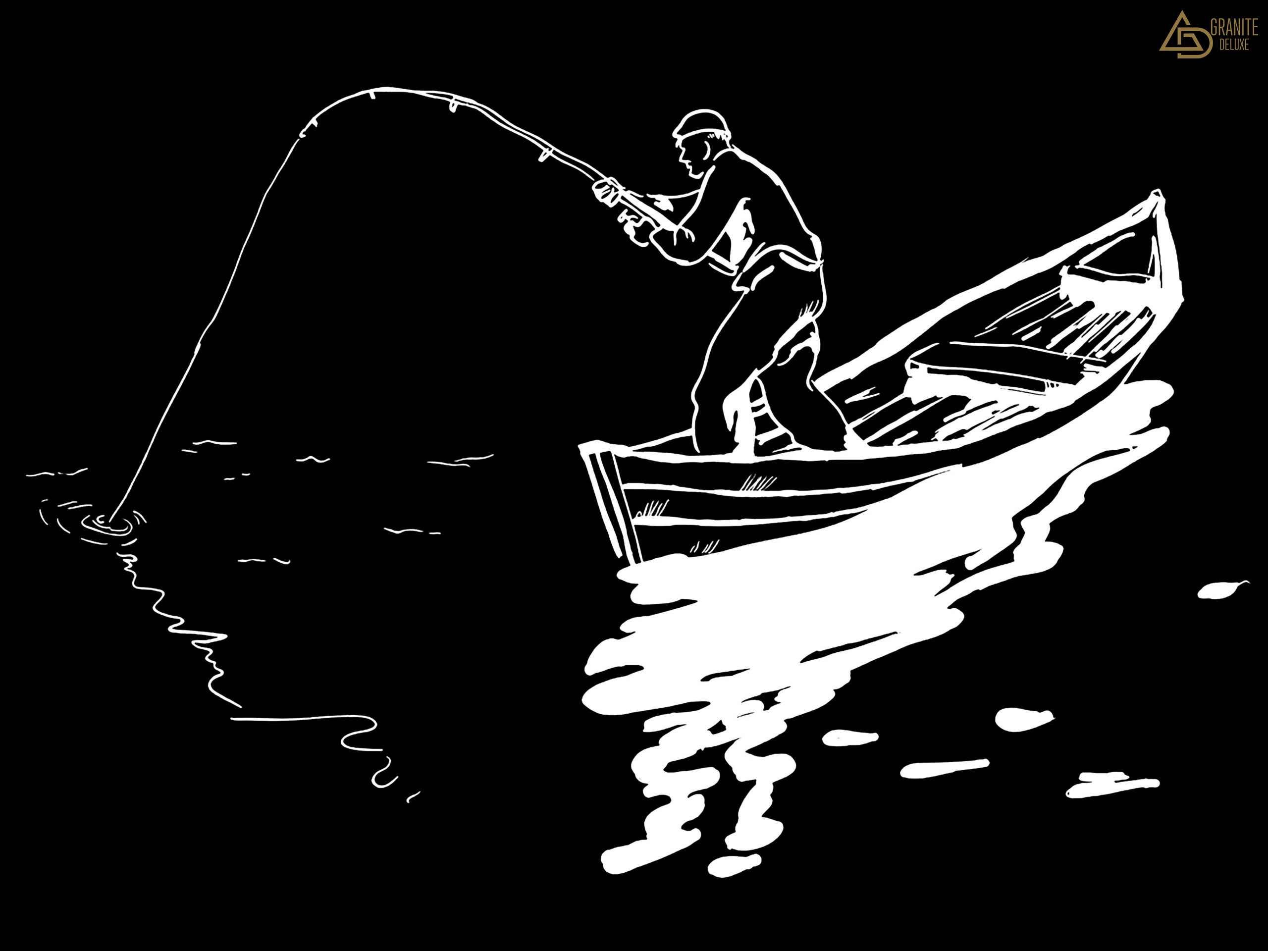Изображение рыболова для гравировки 815