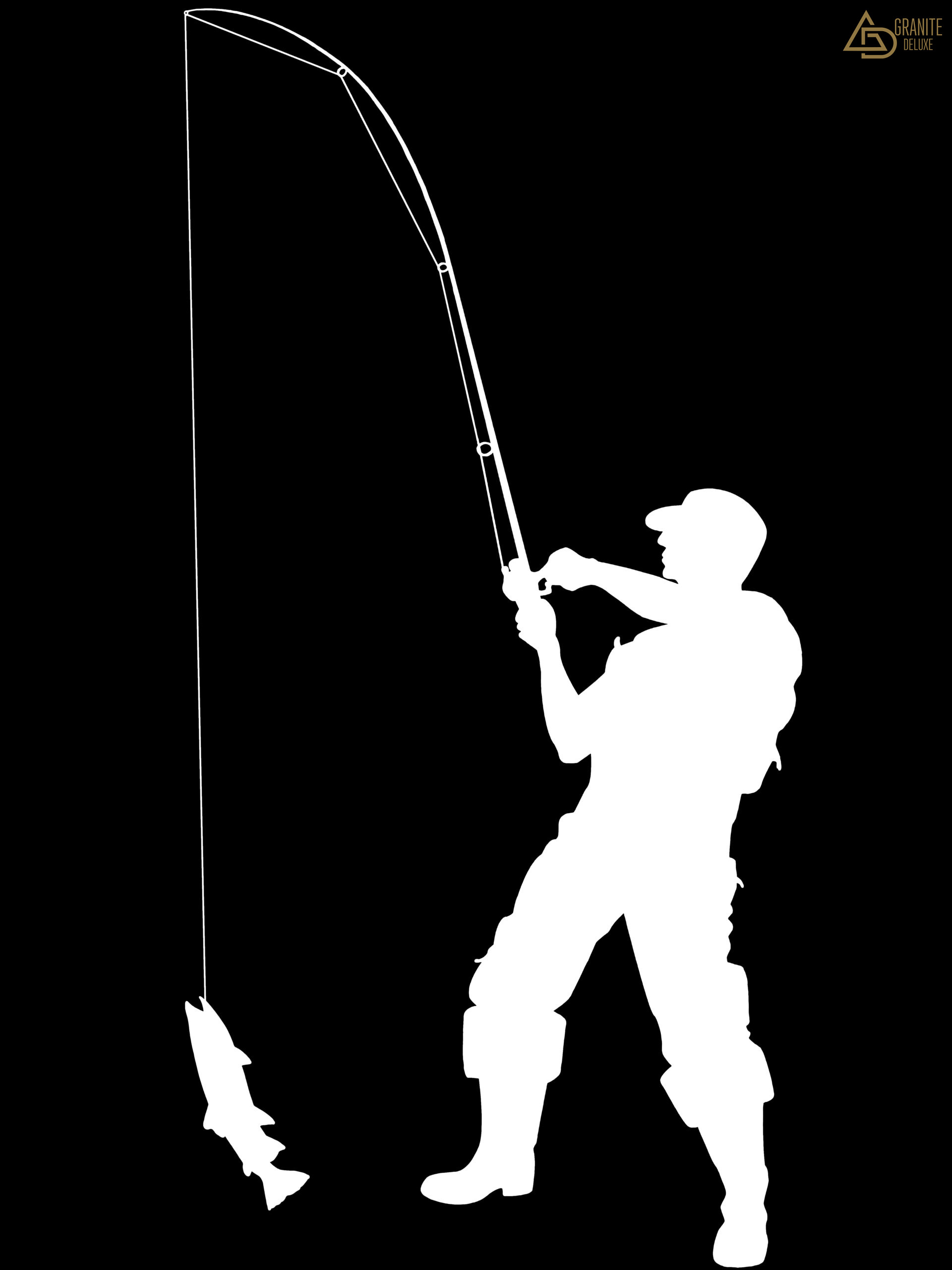 Изображение рыболова для гравировки 813