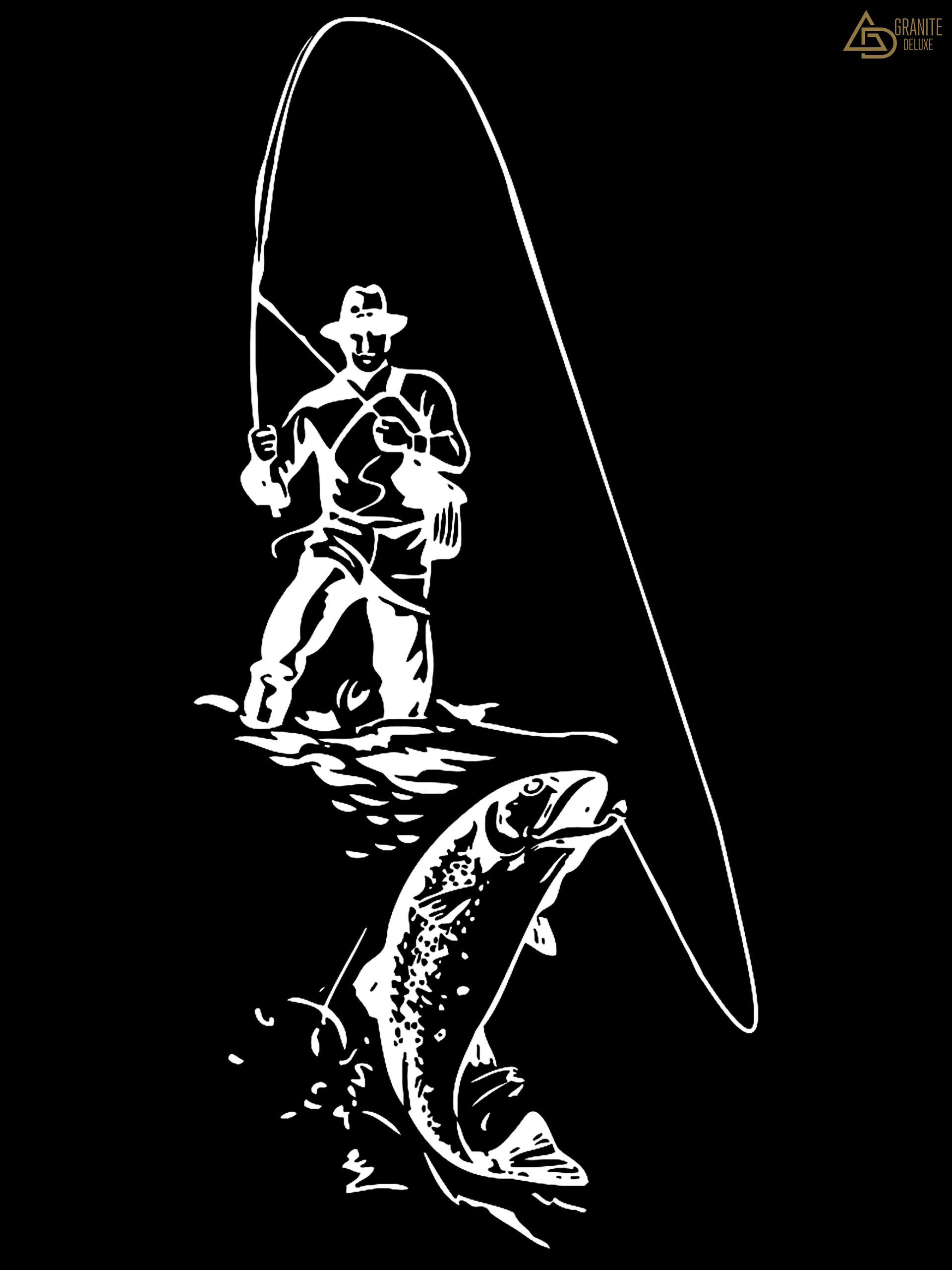 Изображение рыболова для гравировки 816