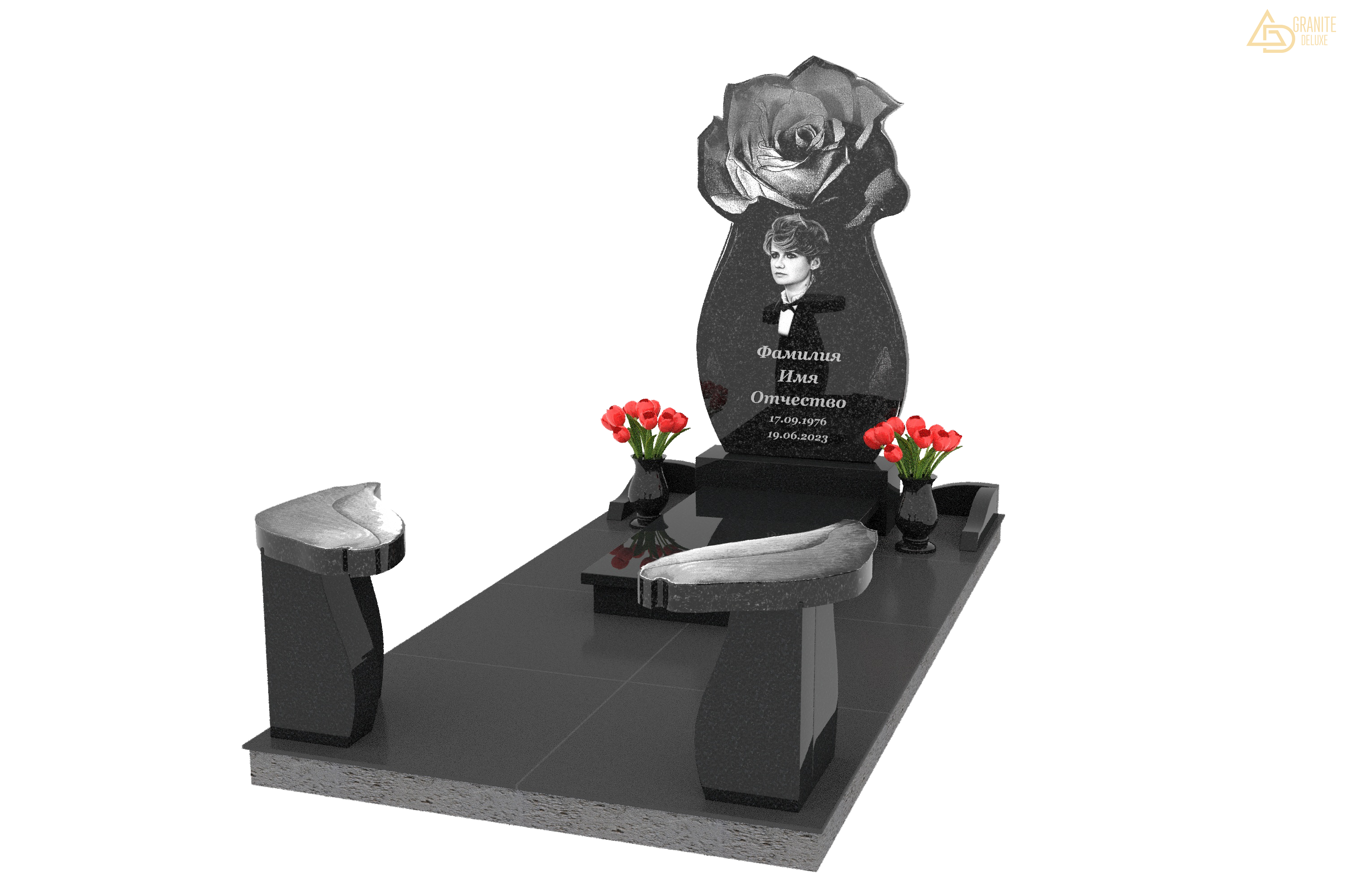 Мемориальный комплекс «Роза» из черного гранита «Габбро»