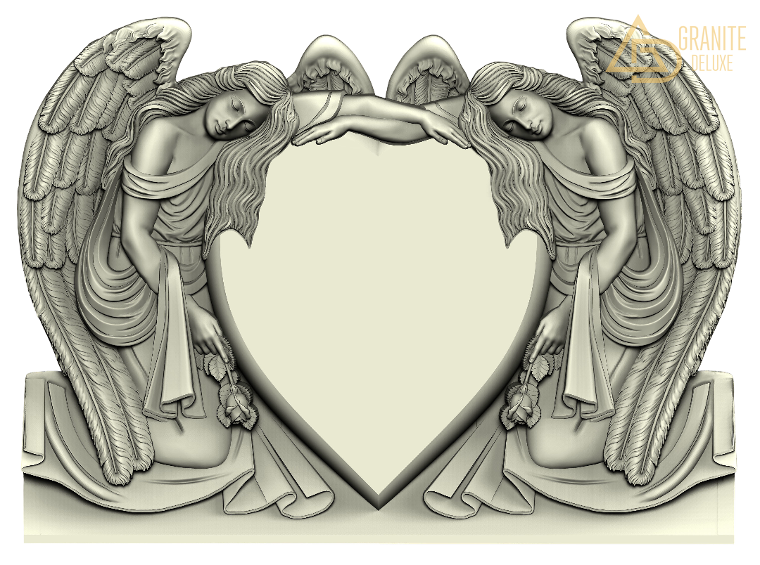 Резной памятник «Двое у сердца» 1092