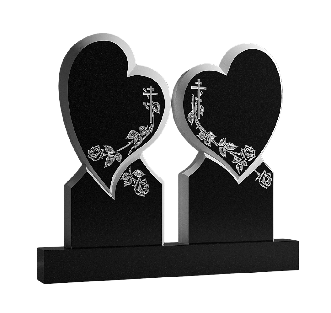 Резной парный памятник «Два сердца» 1580