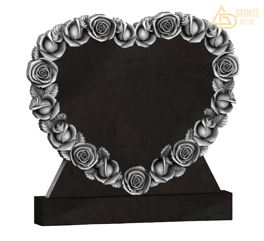 Резной памятник «Розовый венок сердца» 1297