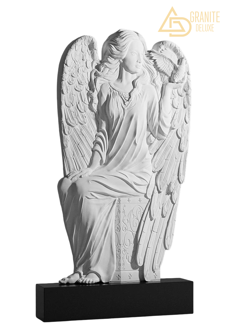 Резной памятник «Ангел с голубкой» 1355