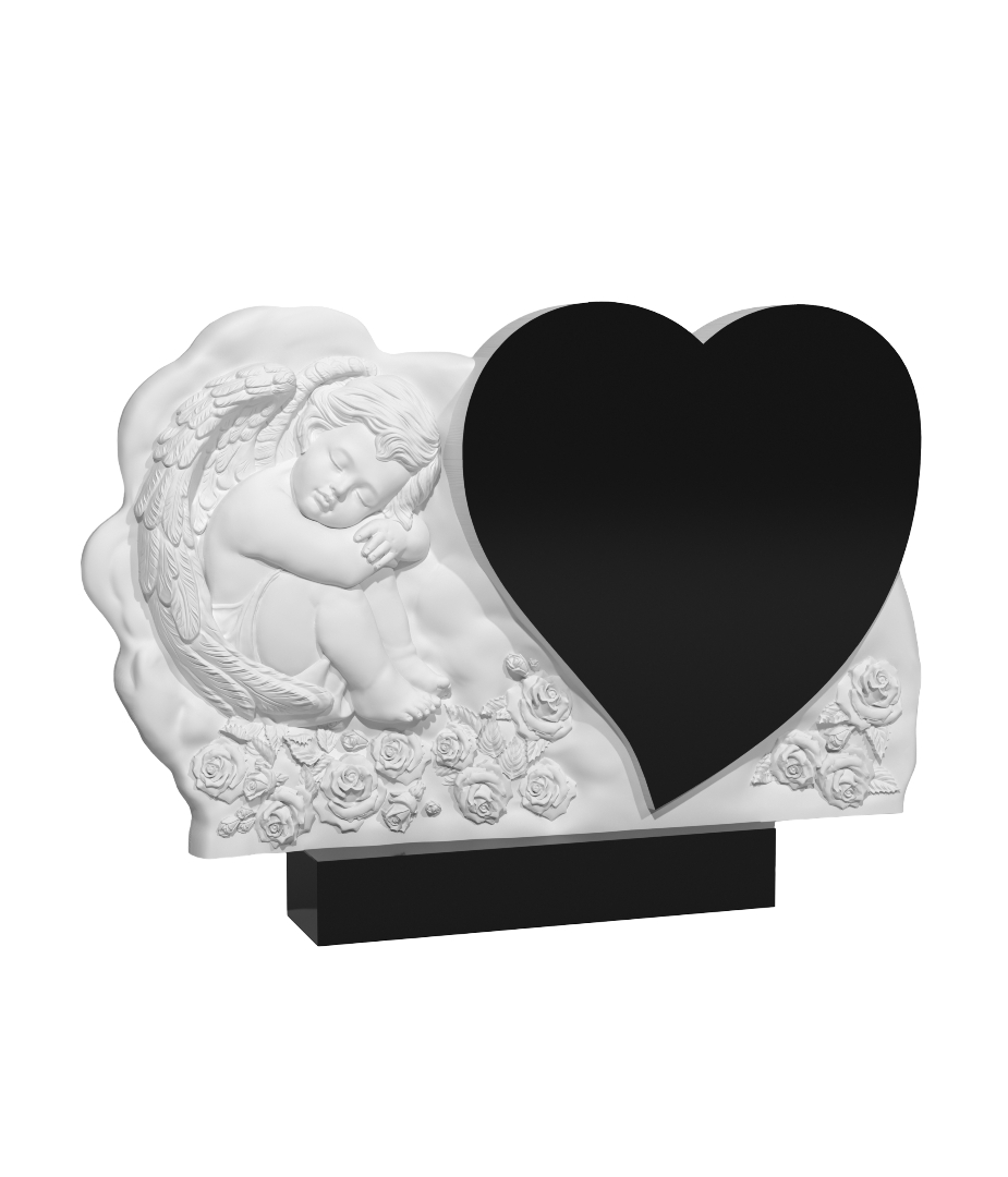 Резной памятник «Сердце и ангелочек» 1479