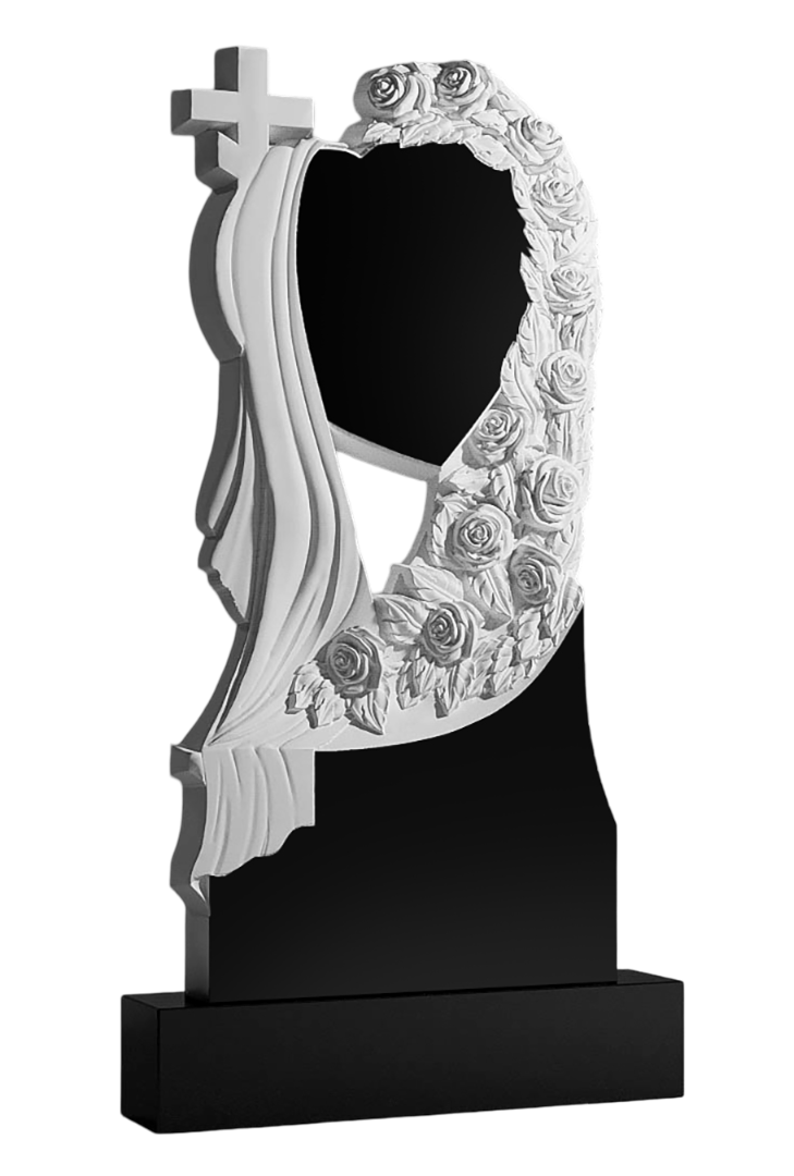 Резной памятник «Ткань и венок» 1411