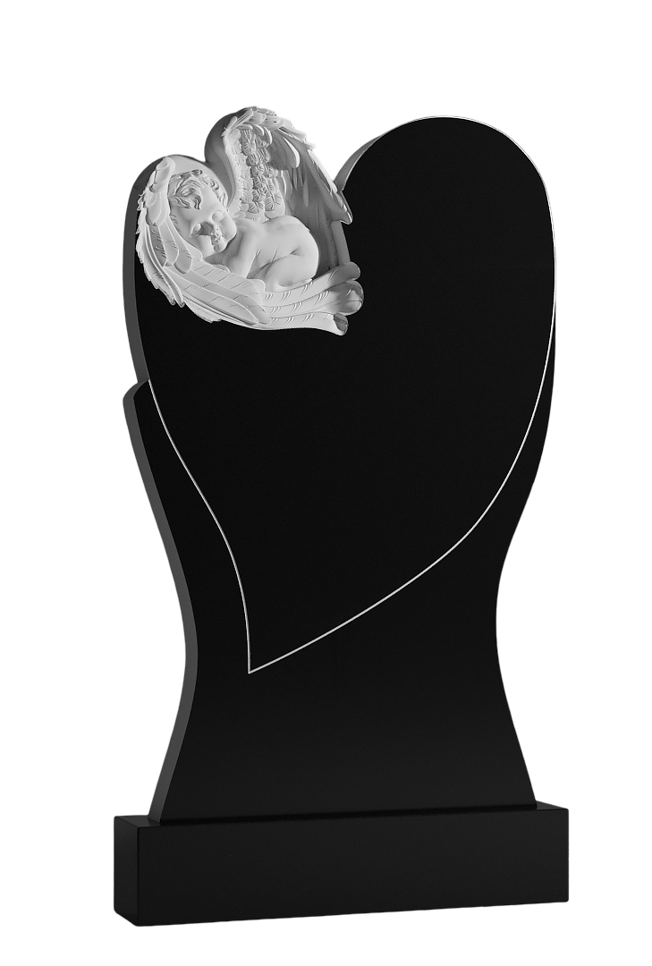 Резной памятник «Сердце со спящим ангелом» 1419